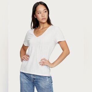 MICHAEL STARS NWT XL SKYLER RELAXED V-NECK TEE, WHITE